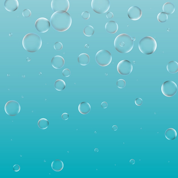 Bubbles underwater set isolated on blue background. Vector pure 