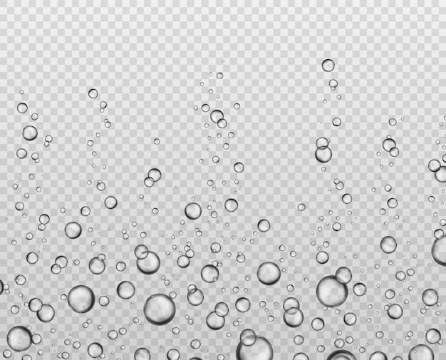 Vector bubbles underwater texture. soda bubble flow. effervescent oxygen in aquarium. fizzing champagne air sparkles   set