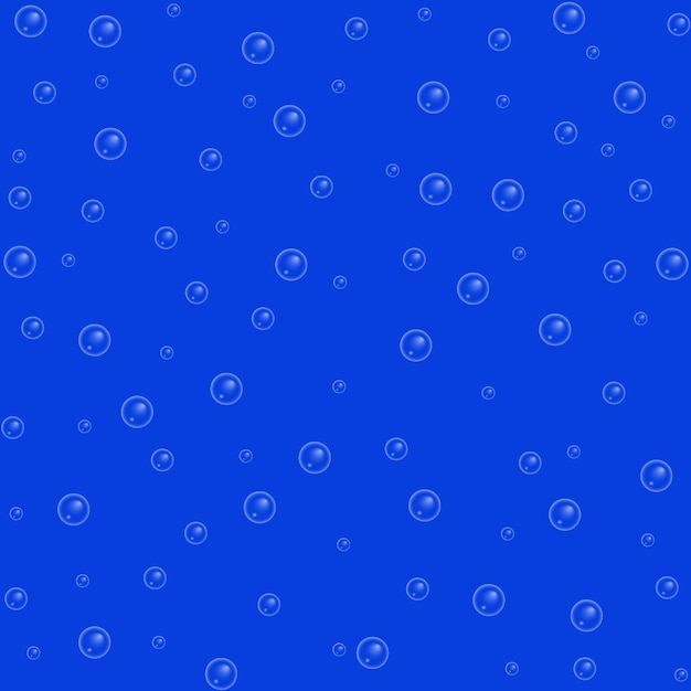 Bubbles in water on blue background seamless pattern Vector illustration