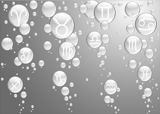 Vector bubbles with zodiac sings