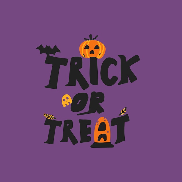 Bubbly hand drawn halloween trick illustration