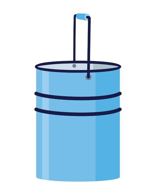 양동이 보석 벡터 만화 아이콘 또는 손잡이가 있는 양동이 플라스틱 가정용 장비 청소 용기