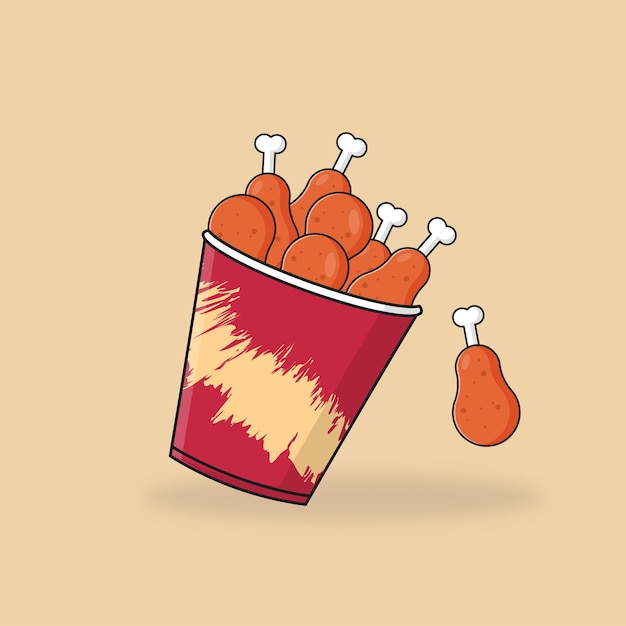 Vector bucket of a fried chicken