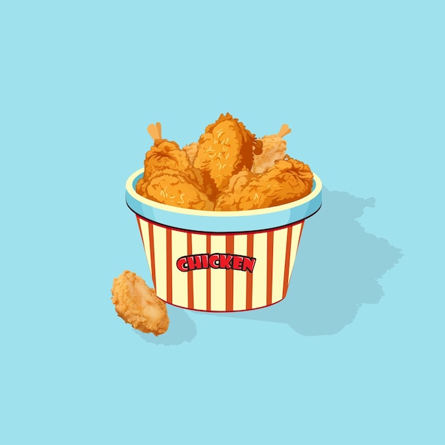 Vector a bucket full of fried chicken is vectored