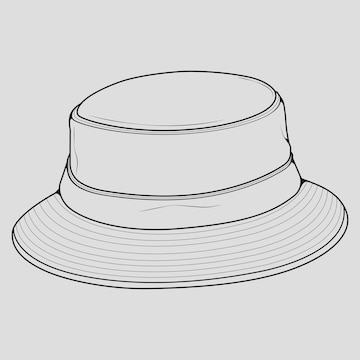 Premium Vector | Bucket hat outline drawing vector bucket hat in a ...