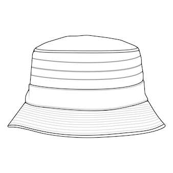 Premium Vector | Bucket hat outline drawing vector bucket hat in a ...