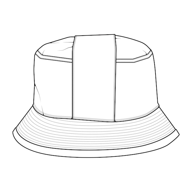 Bucket hat outline drawing vector bucket hat in a sketch style trainers template outline vector illustration