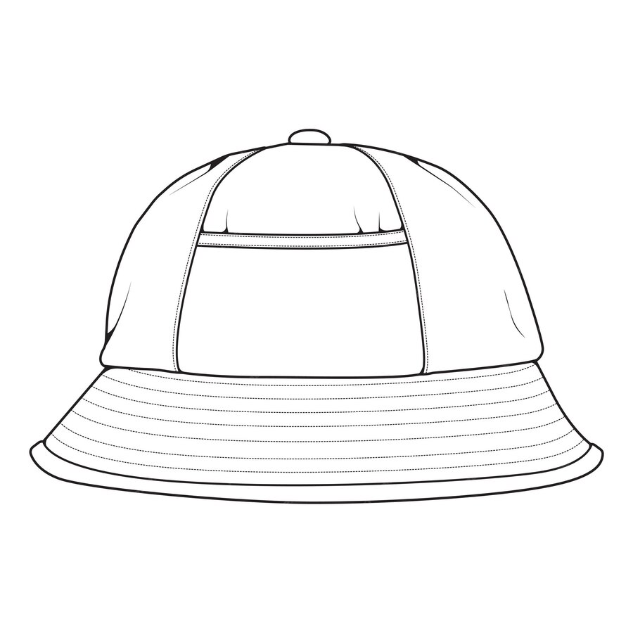 Premium Vector | Bucket hat outline drawing vector bucket hat in a ...