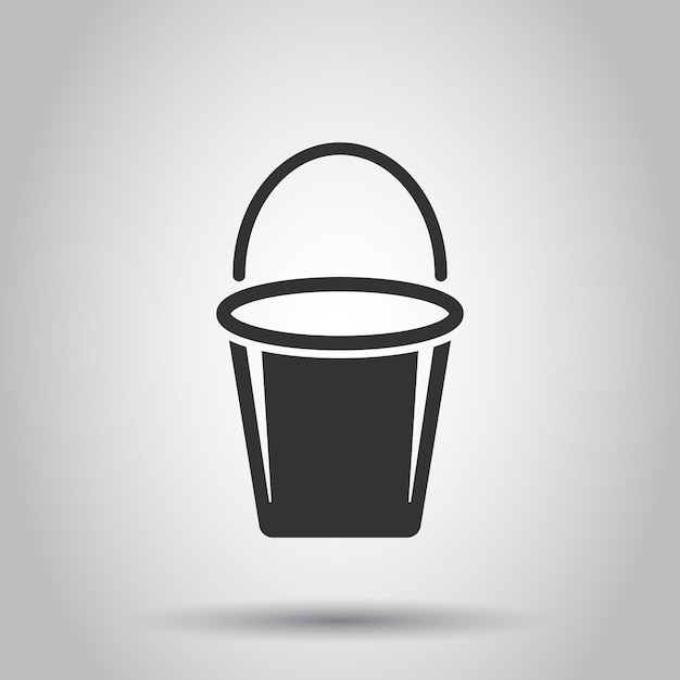 Icona della benna in stile piatto illustrazione vettoriale del vaso dei rifiuti su sfondo bianco isolato concetto di business del secchio