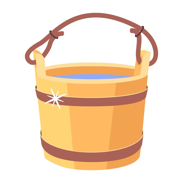 A bucket of water with a handle that says'water'on it