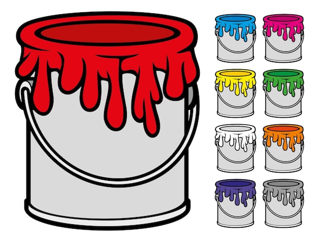 Vector buckets of paint collection