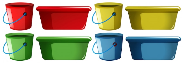 Buckets and trays in four colors