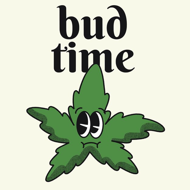 Bud time met cannabis groovy characterdesign