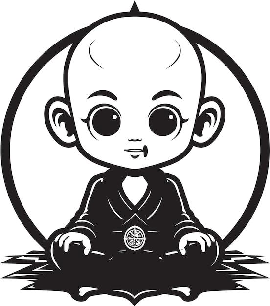 Buddha Bambino Black Silhouette Design Peaceful Prodigy Buddha Kid Vector