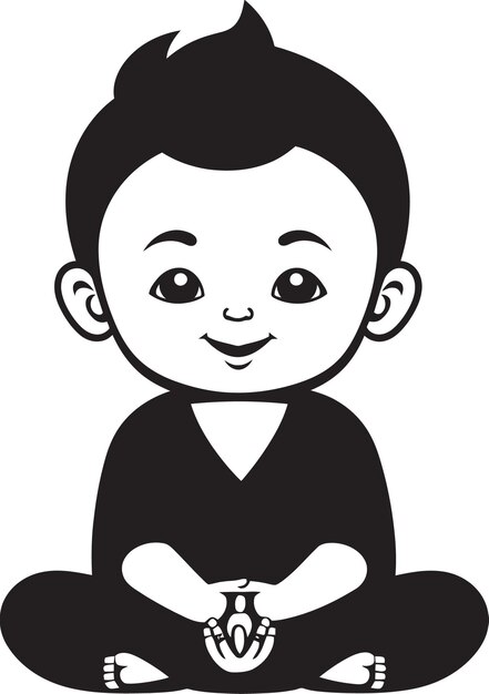 Buddha bambino zen child emblem tiny tranquil tot cartoon buddha icon