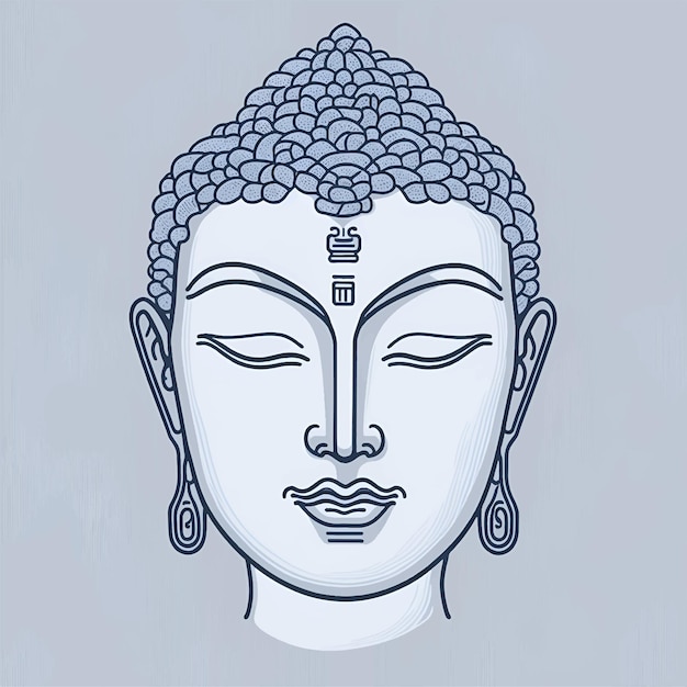 Vector buddha face linear icon