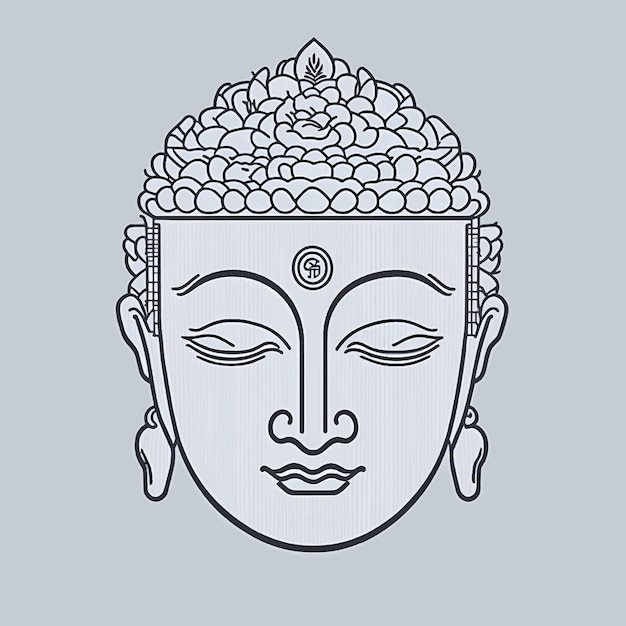 Buddha face linear icon