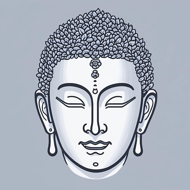 Vector buddha face linear icon