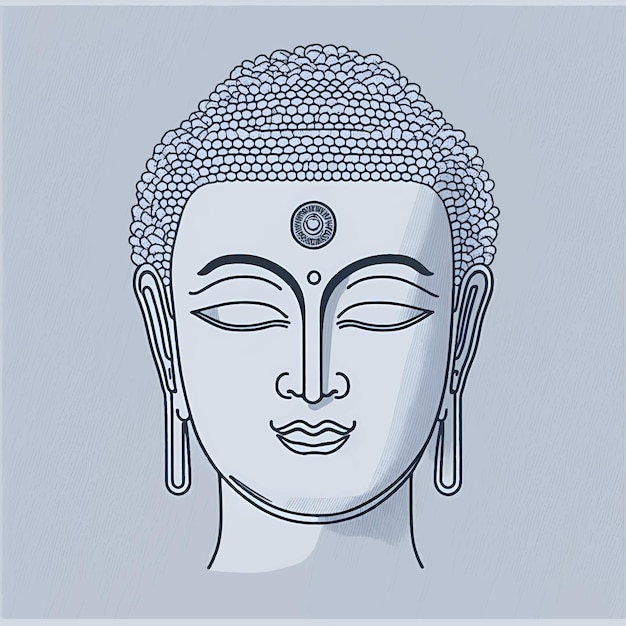 Vector buddha face linear icon