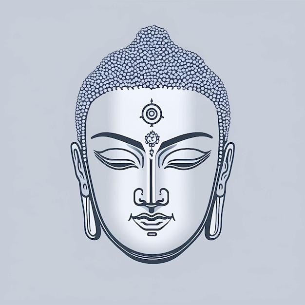 Vector buddha face linear icon