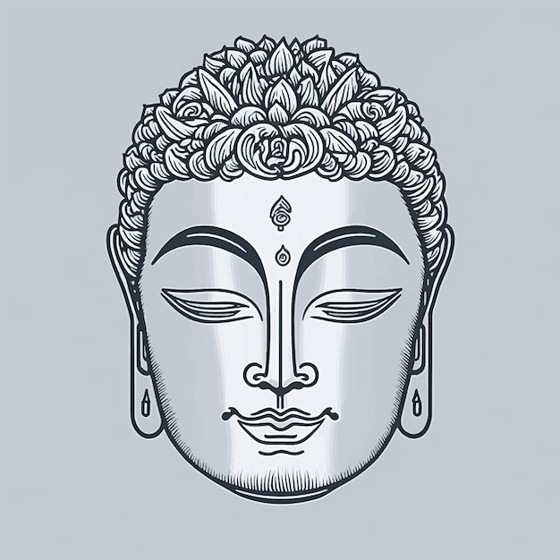 Icona lineare del volto di buddha