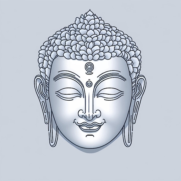 Vector buddha face linear icon