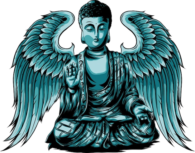 buddha falying emblem vector design