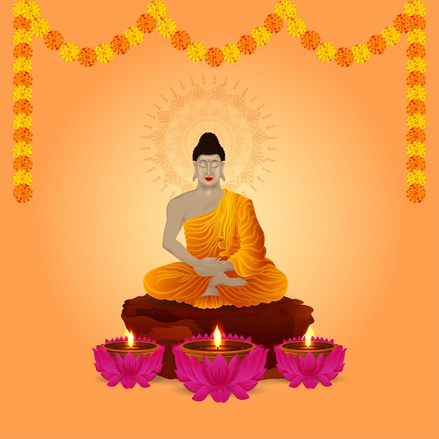 Vector buddha festival happy vesak celebration background