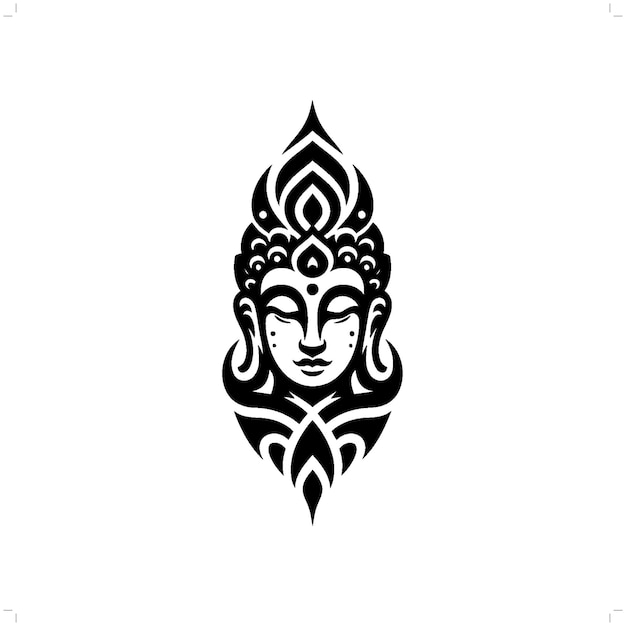 Вектор Будда в современной племенной татуировке абстрактная линия искусства божества минималистский контур вектор