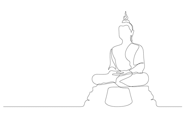 Disegno a linee continue di buddha line art