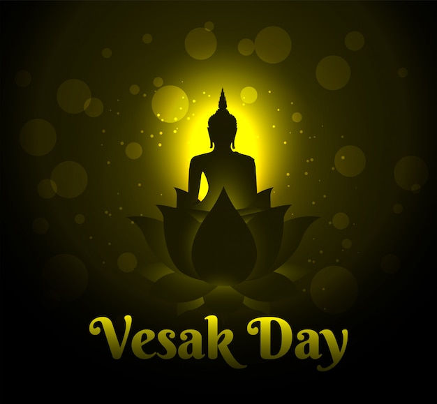 Vector buddha on lotus happy vesak day background