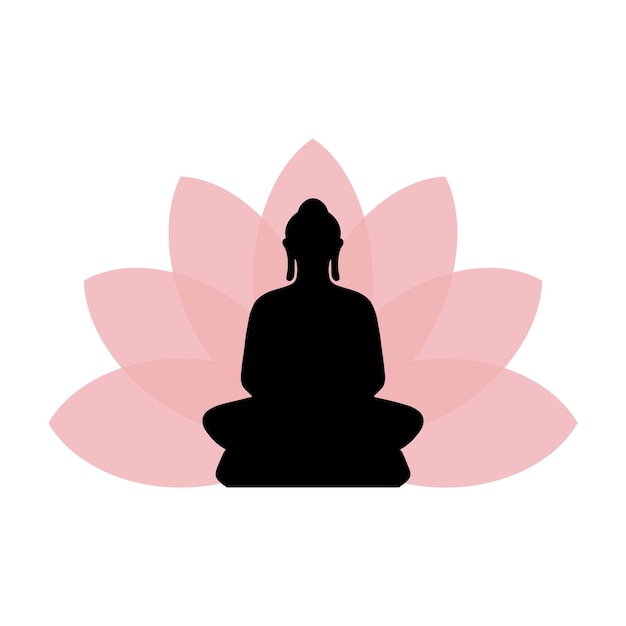 Иллюстрация векторного силуэта Будды, медитирующего лотоса
