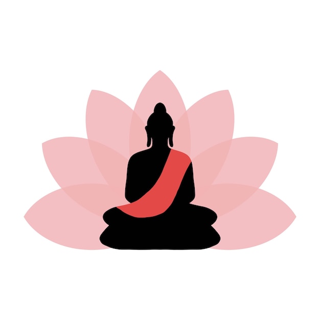 Illustrazione della silhouette vettoriale di buddha lotus in meditazione