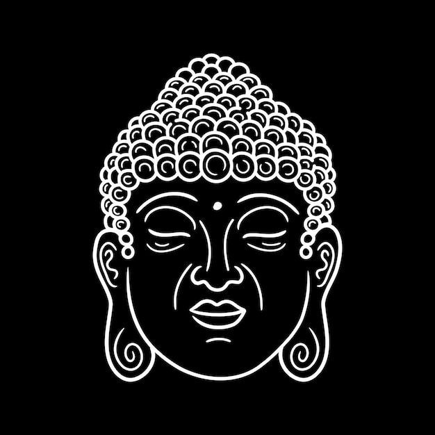 Портрет будды в черном цвете. линия лица будды