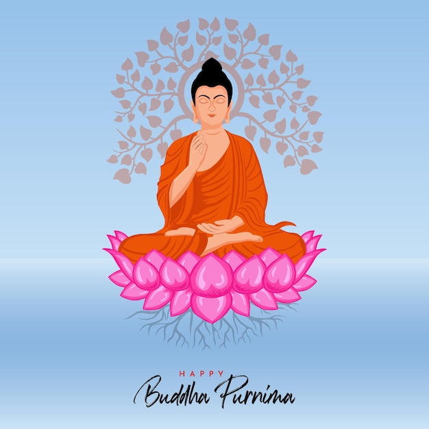 Vettore buddha purnima buddha jayanti buon giorno di vesak poster sui social media