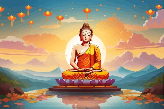 Vector buddha purnima illustration holiday cartoon