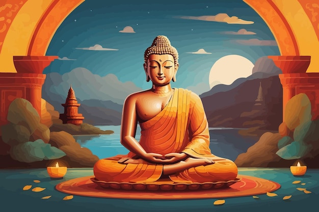 Buddha Purnima illustration holiday cartoon