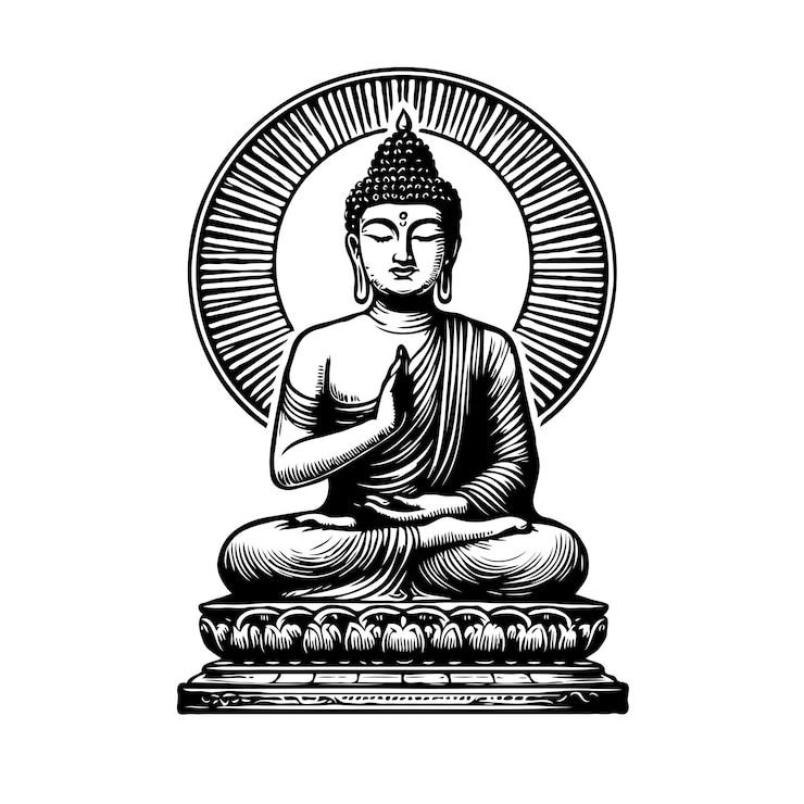 Vector buddha sketch illustration