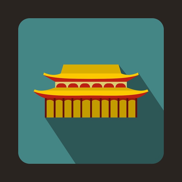 Vector buddha toothe relic temple in singapore icon in flat style on a bluegreen background