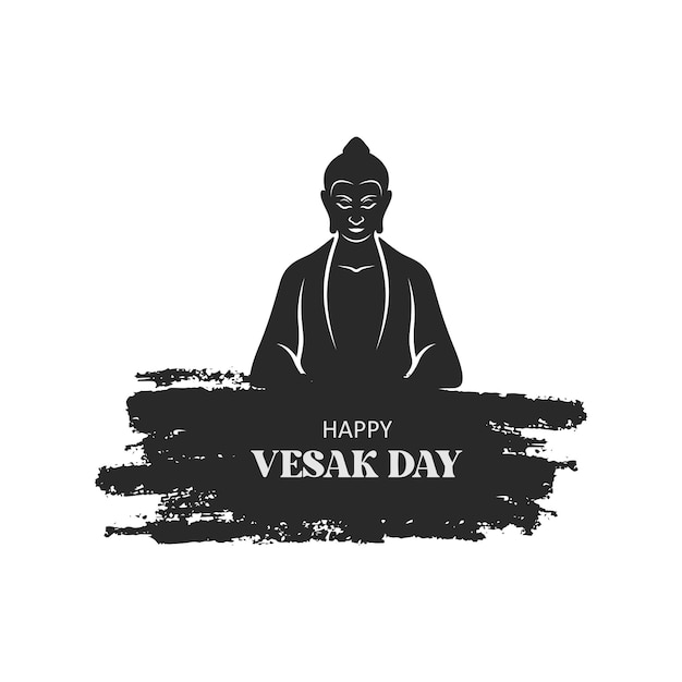 Vector buddha with brush strokes for buddha purnima vesak day
