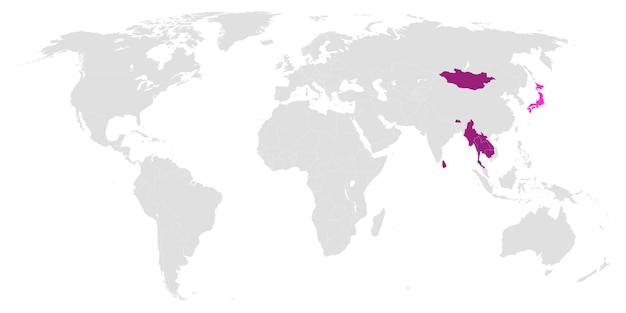 Vector buddhism distribution map of the world