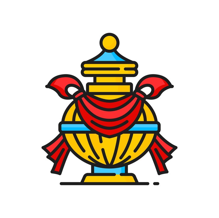 वेक्टर buddhism religion symbol isolated treasure vase