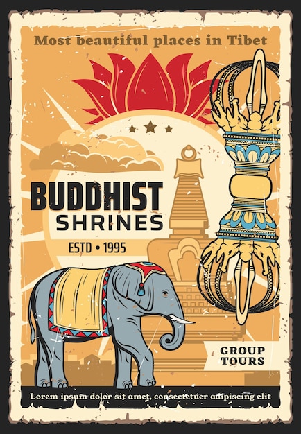 buddhism religion vector poster tibet temples