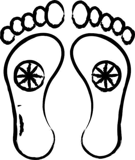 Illustrazione vettoriale disegnata a mano dei piedi buddisti