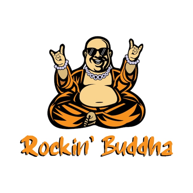 Buddhist mascot with a flow of rock music