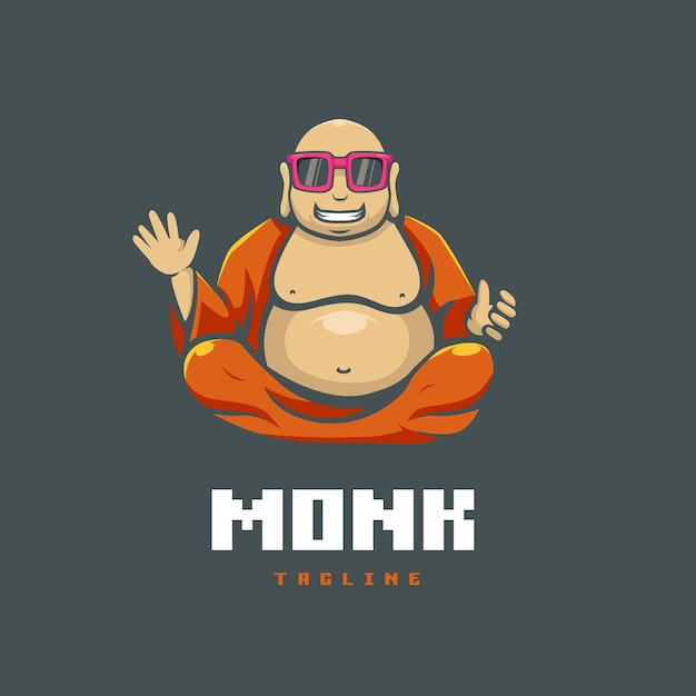 Buddhist monk cartoon mascot