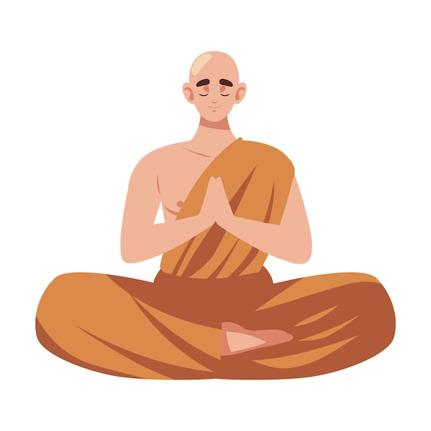 Vector buddhist monk in lotus pose