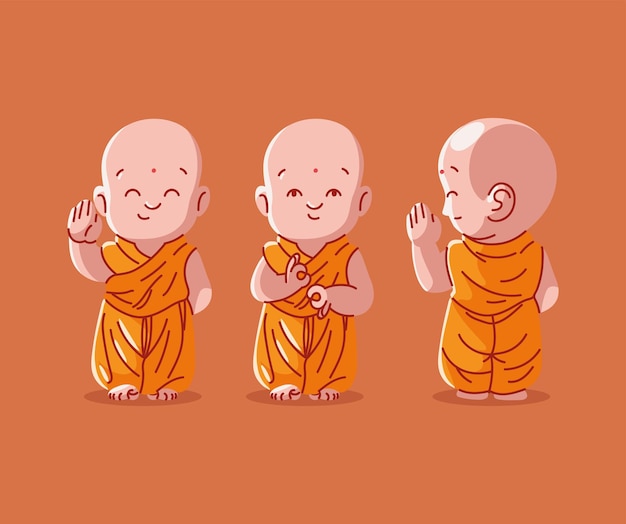 Premium Vector | Buddhist monk set Premium Vector | Buddhist monk set