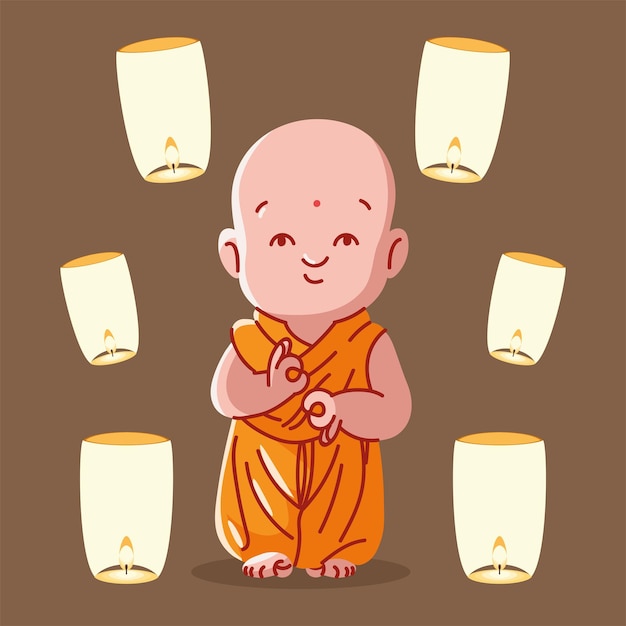 등불을 든 불교 승려