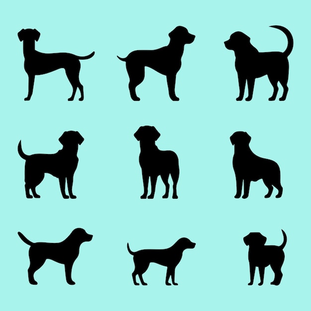 Buddy dog set black silhouette vector Clip art